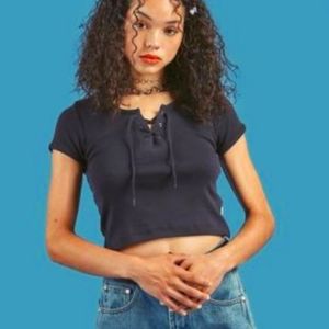 UNIF lace-up baby tee in black